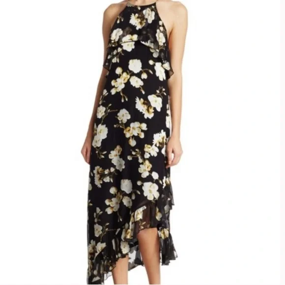 Alice + Olivia | Dresses | Alice Olivia Black Silk Blend Pink Floral Halter  Dress Size 4 | Poshmark